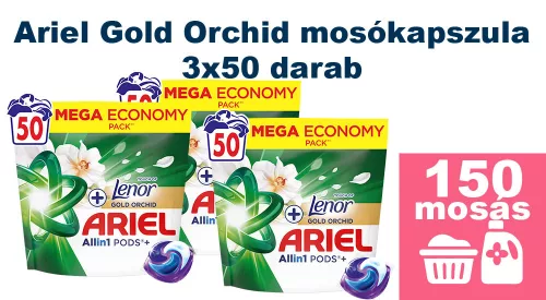  INGYENES SZÁLLÍTÁS - Ariel Gold Orchid mosókapszula 3x50 db [150 mosás]