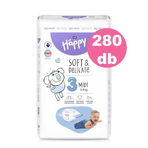 Bella Happy 3-as pelenka, 5-9 kg, 280 db - HAVI pelenkacsomag