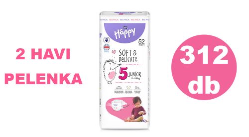 Bella Happy 5-ös pelenka, 11-18 kg, 312 db - HAVI pelenkacsomag