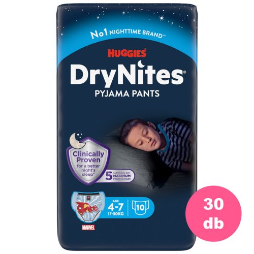 Huggies DryNites 4-7 éves fiú, 3x10 db - HAVI pelenkacsomag