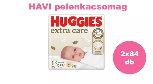 Huggies Extra Care 1-es pelenka 2-5 kg, 168 (2x84) db - HAVI pelenkacsomag