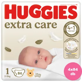    INGYENES SZÁLLÍTÁS - Huggies Extra Care 1-es pelenka 2-5 kg, 336 (4x84) db - 2 HAVI pelenkacsomag