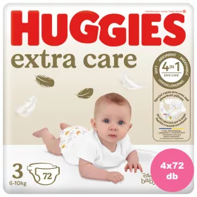    INGYENES SZÁLLÍTÁS - Huggies Extra Care 3-as pelenka 6-10 kg, 288 (4x72) db - 2 HAVI pelenkacsomag