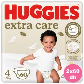   Huggies Extra Care 4-es pelenka 8-16 kg, 120 (2x60) db - HAVI pelenkacsomag