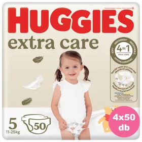    INGYENES SZÁLLÍTÁS - Huggies Extra Care 5-ös pelenka 11-25 kg, 200 (4x50) db - 2 HAVI pelenkacsomag