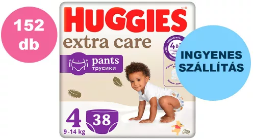  INGYENES SZÁLLÍTÁS - Huggies Extra Care Pants 4-es bugyipelenka 9-14kg, 4x38db - HAVI PELENKACSOMAG