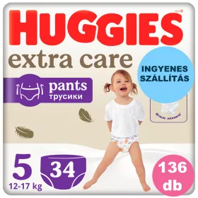    INGYENES SZÁLLÍTÁS - Huggies Extra Care Pants 5-ös bugyipelenka 12-17kg, 4x34db - HAVI PELENKACSOMAG