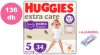 Huggies Extra Care Pants 5-ös bugyipelenka 12-17kg, 4x34db - HAVI PELENKACSOMAG + AJÁNDÉK Pure törlőkendő