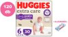 Huggies Extra Care Pants 6-os bugyipelenka 15-25kg, 4x30db - HAVI PELENKACSOMAG + AJÁNDÉK Pure törlőkendő