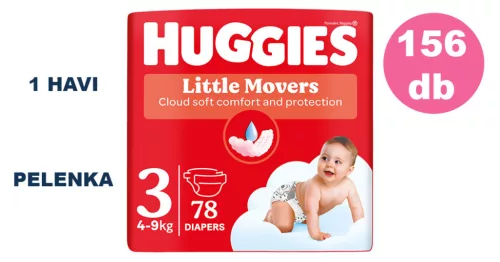 Huggies Little Movers 3-as, 4-9 kg, 2x78 db - HAVI pelenkacsomag