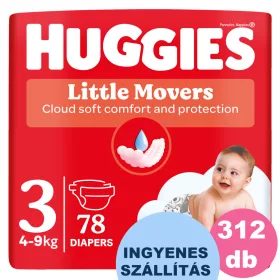    INGYENES SZÁLLÍTÁS - Huggies Little Movers 3-as, 4-9 kg, 4x78 db - 2 HAVI pelenkacsomag