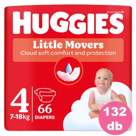   Huggies Little Movers 4-es, 7-18 kg, 2x66 db - HAVI pelenkacsomag