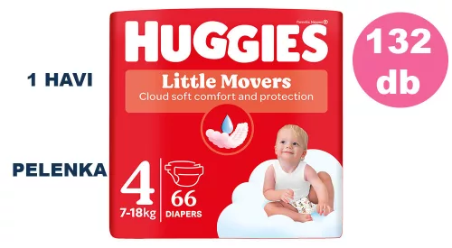 Huggies Little Movers 4-es, 7-18 kg, 2x66 db - HAVI pelenkacsomag