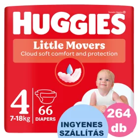    INGYENES SZÁLLÍTÁS - Huggies Little Movers 4-es, 7-18 kg, 4x66 db - 2 HAVI pelenkacsomag