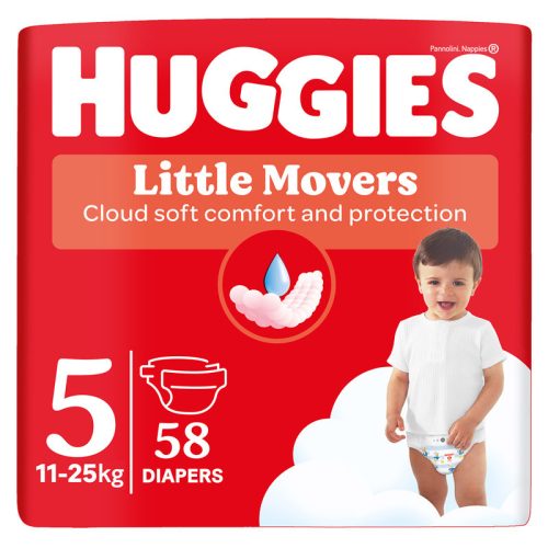 Huggies Little Movers 5-ös, 11-25 kg, 58 db