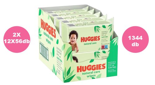 Huggies Natural Care nedves törlőkendő - 2x12x56 db