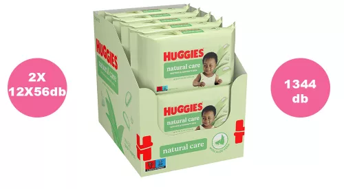 Huggies Natural Care nedves törlőkendő - 2x12x56 db