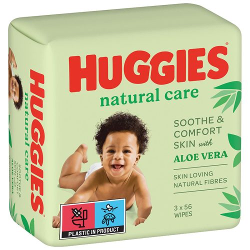 Huggies Natural Care nedves törlőkendő - 3x56 db