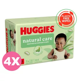   Huggies Natural Care műanyagmentes nedves törlőkendő  - 12x48 db
