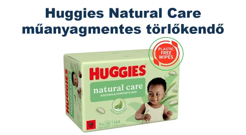 Huggies Natural Care műanyagmentes nedves törlőkendő  - 12x48 db