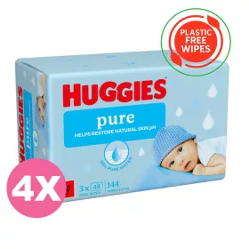 Huggies Pure műanyagmentes nedves törlőkendő  - 12x48 db