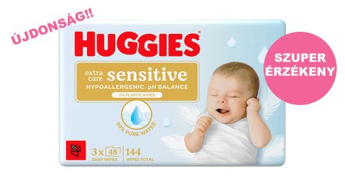 Huggies Sensitive nedves törlőkendő - 3x48 db