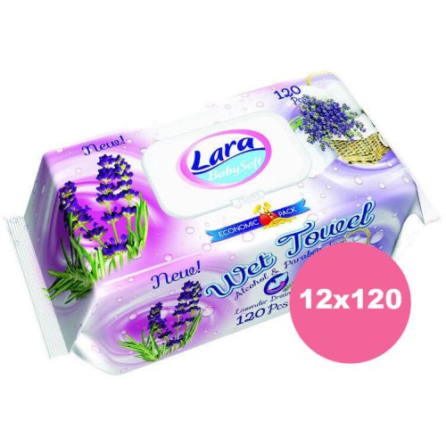 Lara Levendula törlőkendő kupakos - 12x120 db