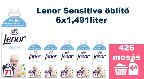 Lenor Sensitive öblítő 6x1,491 liter (426 mosás)