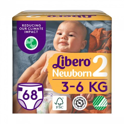 Libero Newborn 2-es pelenka, 3-6 kg, 68 db