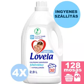    INGYENES SZÁLLÍTÁS - Lovela Baby folyékony mosószer fehér ruhákhoz 4x2,9L [128 mosás]