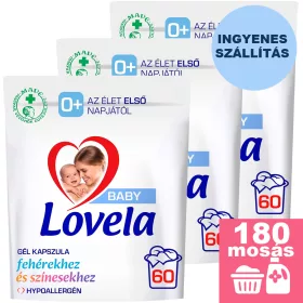    INGYENES SZÁLLÍTÁS - Lovela Baby Hipoallergén mosókapszula XL 3x60 db [180 mosás]