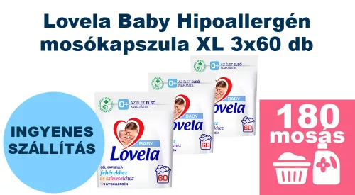  INGYENES SZÁLLÍTÁS - Lovela Baby Hipoallergén mosókapszula XL 3x60 db [180 mosás]