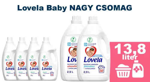 Lovela Baby színes ruhákhoz 2,9L + Lovela Baby fehér ruhákhoz 2,9L + Lovela Baby öblítő 4x2,0L