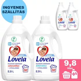    INGYENES SZÁLLÍTÁS - Lovela Baby fehér ruhákhoz 2,9L + Lovela Baby színes ruhákhoz 2,9L + Lovela Baby öblítő 2x2,0L