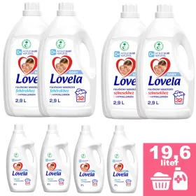   Lovela Baby színes ruhákhoz 2x2,9L + Lovela Baby fehér ruhákhoz 2x2,9L + Lovela Baby öblítő 4x2,0L