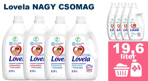 Lovela Baby színes ruhákhoz 2x2,9L + Lovela Baby fehér ruhákhoz 2x2,9L + Lovela Baby öblítő 4x2,0L