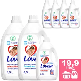    INGYENES SZÁLLÍTÁS - Lovela Baby fehér ruhákhoz 4,5L + színes ruhákhoz 4,5L + színes ruhákhoz 2,9L + Lovela Baby öblítő 4x2,0L