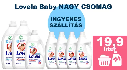  INGYENES SZÁLLÍTÁS - Lovela Baby fehér ruhákhoz 4,5L + színes ruhákhoz 4,5L + színes ruhákhoz 2,9L + Lovela Baby öblítő 4x2,0L