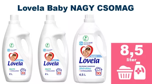 Lovela Baby Hipoallergén folyékony mosószer fehér ruhákhoz 4,5L + Lovela Baby öblítő 2x2,0L