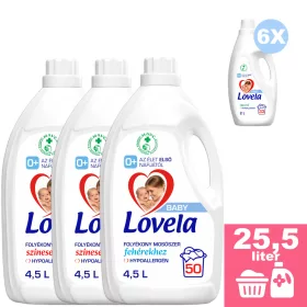    INGYENES SZÁLLÍTÁS - Lovela Baby színes ruhákhoz 2x4,5L + Lovela Baby fehér ruhákhoz 4,5L + Lovela Baby öblítő 6x2,0L