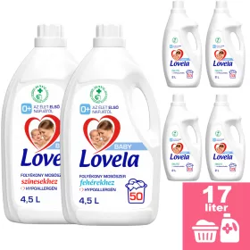    INGYENES SZÁLLÍTÁS - Lovela Baby fehér ruhákhoz 4,5L + Lovela Baby színes ruhákhoz 4,5L + Lovela Baby öblítő 4x2,0L