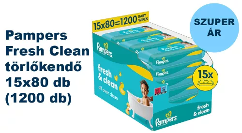 Pampers Fresh Clean nedves törlőkendő - 15x80 db