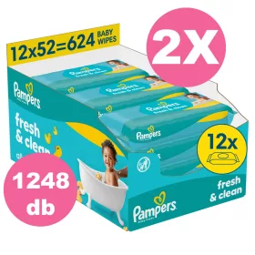 Pampers Fresh Clean nedves törlőkendő - 2x12x52 db
