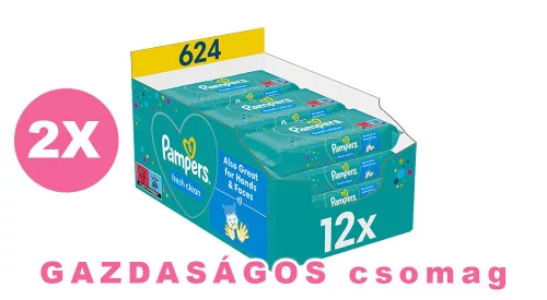 Pampers Fresh Clean nedves törlőkendő - 2x12x52 db