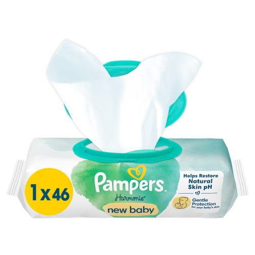 Pampers Harmonie New Baby műanyagmentes nedves törlőkendő - 46 db