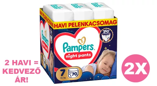 Pampers Night Pants 7 éjszakai pelenka, 15+ kg, 2x70 db - 2 HAVI pelenkacsomag