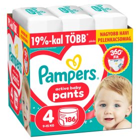   Pampers Pants 4 bugyipelenka, 9-15 kg, 186 db - HAVI pelenkacsomag