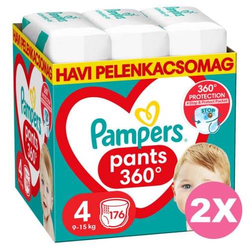 Pampers Pants 4-es bugyipelenka, 9-15 kg, 2x176 db - 2 HAVI pelenkacsomag