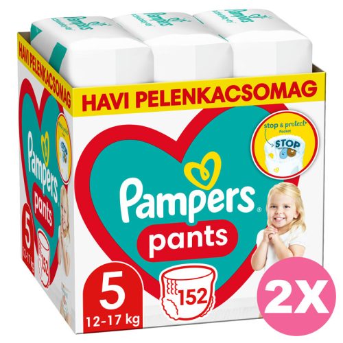 Pampers Pants 5-ös bugyipelenka, 12-17 kg, 2x152db - 2 HAVI Pelenkacsomag