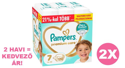 Pampers Premium Care 7 pelenka, 15+ kg, 2x120 db - 2 HAVI pelenkacsomag